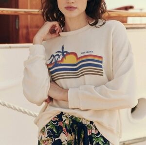 The Great $185 Teammate Sweatshirt Eith Sunset Washed White 1 Small